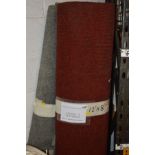 THREE ROLLS OF OFF CUT CARPETS, two red one grey (3)