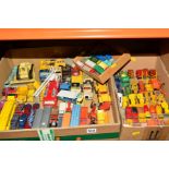 A QUANTITY OF UNBOXED AND ASSORTED PLAYWORN DIECAST TRUCK MODELS, to include Dinky, Corgi,
