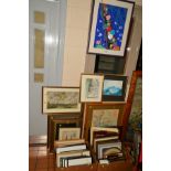 PAINTINGS AND PRINTS ETC, to include a modern oriental decorative watercolour, framed approximate