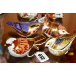 FOUR ROYAL CROWN DERBY PAPERWEIGHTS, 'House Sparrow', 'Firecrest', 'Derby Wren' and 'Nuthatch',