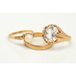 THREE 9CT GOLD RINGS, to include a gold wedding ring, measuring approximately 3.6mm in width, ring