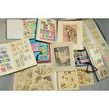 TWO BOX FILES OF STAMPS, in albums and loose, including four presentation packs, also cigarette