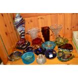 A COLLECTION OF GLASSWARE, including a 'Schweppes Soda' glass match striker (minor damage),