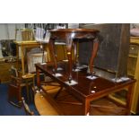 A QUANTITY OF OCCASIONAL FURNITURE, to include a mahogany coffee table, mid 20th Century satellite