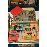 A QUANTITY OF BOXED AND UNBOXED MAINLY HORNBY 0 GAUGE MODEL RAILWAY ITEMS, to include No 1 Goods/