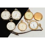 THREE STERLING SILVER POCKET WATCHES, all open faced with white dials, Roman numeral markers and