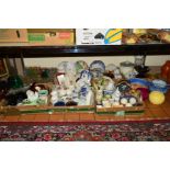 SEVEN BOXES AND LOOSE CERAMICS AND GLASSWARES etc to include Regency, gold china, Koran china and