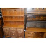 A NARROW PINE DRESSER, with three drawers, width 110cm x depth 34cm x height 195cm, together with