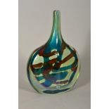 A MDINA CUT ICE VASE, designed by Michael Harris, decorated internally with blue and brown