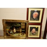 A PAIR OF WATERCOLOURS PORTRAITS OF MONKS, unsigned, mounted, framed and glazed, approximate size