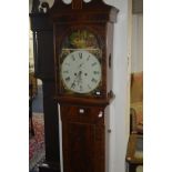 AN EARLY 19TH CENTURY MAHOGANY AND SATINWOOD INLAID AND BANDED EIGHT DAY LONGCASE CLOCK, the