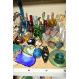 A COLLECTION OF PAPERWEIGHTS, Studio glass animal figures, bowls, baskets, vases, etc including