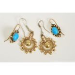 TWO PAIRS OF EARRINGS, the first designed as a circular early 20th Century panel set with split