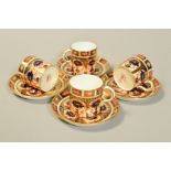 FOUR ROYAL CROWN DERBY IMARI COFFEE CANS AND SAUCERS, '1128' pattern
