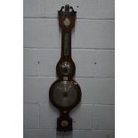 A 19TH CENTURY ROSEWOOD BANJO BAROMETER, height 100cm (losses)