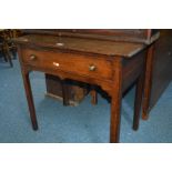 A GEORGIAN OAK SIDE TABLE with a single drawer, width 77cm x depth 46cm x height 67cm