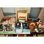 FIVE BOXES AND LOOSE SUNDRY ITEMS, to include boxed stainless steel kettles (Breville and