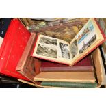 A BOX OF EPHEMERA, to include Victorian scrap books, photograph albums etc
