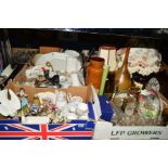 THREE BOXES AND LOOSE OF CERAMICS, GLASS, SUNDRIES ETC, to include Royal Albert 'Silver Maple'