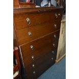 AN EARLY TO MID 20TH CENTURY TALL OAK CHEST SIX DRAWERS, width 75cm x depth 45cm x height 118cm