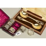 A CASED SET OF SIX LATE VICTORIAN ELKIINGTON & CO CIRCULAR NAPKIN RINGS, pierced decoration and