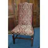A GEORGIAN MAHOGANY HIGH BACK CHAIR with later upholstery