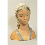 A LLADRO GRES BUST 'Little Girl' No2024 designed by Fulgencio Garcia, approximate height 34cm
