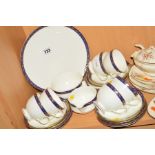 WEDGWOOD 'MARINA' TEASET, R4425, comprising cake plate, milk jug, sugar bowl, six cups (handle glued