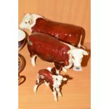 BESWICK HEREFORD CATTLE, Bull No1363A, Cow No1360 and Calf No 1406B (3)