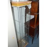 A MODERN DISPLAY CABINET with triple shelves, width 43cm x depth 37cm x height 153cm