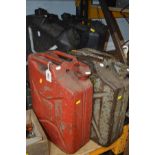 TWO 20L JERRY CANS together with two 20L plastic water tubs (4)