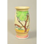 CLARICE CLIFF FOR WILKINSON LTD, a Bizarre vase, shape No 265, decorated with green trees and a