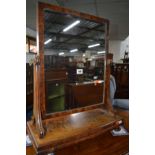 A GEORGIAN FLAME MAHOGANY RECTANGULAR TOILET MIRROR