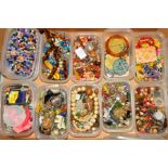 A BOX OF MAINLY JEWELLERY, JEWELLERY PARTS, BEADS etc, to include glass, wooden and plastic beads,