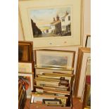 PAINTINGS AND PRINTS ETC, to include a watercolour of a rural village, signed Leonard Stanley