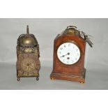 A MAHOGANY MANTLE CLOCK, E White, having bevelled glass to the door, enamelled dial (minor