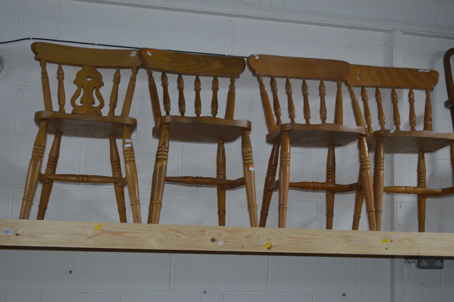 A MATCHED SET OF SEVEN BEECH KITCHEN CHAIRS