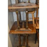 TWO OAK SQUARE STRETCHERED DRAW LEAF TABLES (2) (The contents of this lot come from The Abbots
