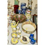 VARIOUS CERAMICS AND GLASS to include Noritake vases, height 26cm and a coffee set, Royal Doulton