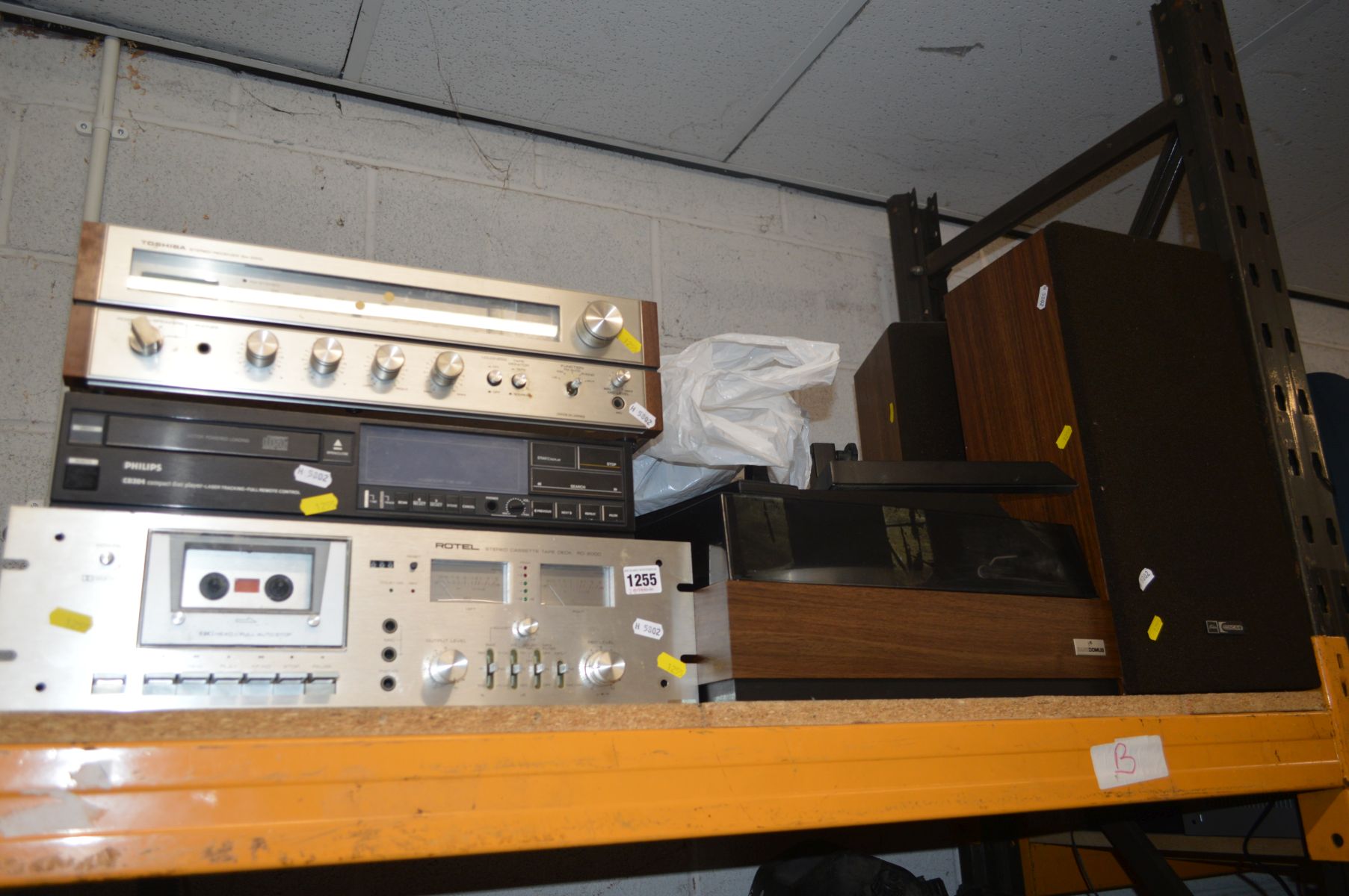ROTEL RD-2000 CASSETTE TAPE DECK together with a Toshiba SA-220L stereo received, Philips CD304 CD