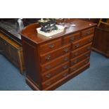 A REPRODUCTION RUSHWORTHS MAHOGANY SIDEBOARD/CHEST OF ELEVEN DRAWERS, width 122cm x depth 45cm x