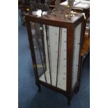 AN OAK SINGLE DOOR DISPLAY CABINET (key)