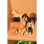 SEVEN BESWICK DOGS, comprising Corgi No 1299B, Labrador 'Solomen of Wendover' No 1548, (golden),