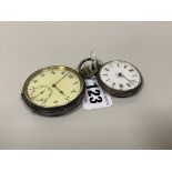 TWO OPEN FACED POCKET WATCHES, firstly a pocket watch stamped London import 1912,