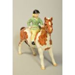 A BESWICK GIRL ON PONY FIGURE GROUP, skewbald, No1499