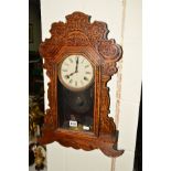 A LATE VICTORIAN AMERICAN WALL/MANTEL CLOCK, manufactured by Waterbury Clock Co, USA, with key and