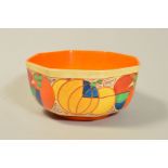 CLARICE CLIFF FOR WILKINSON LTD, an octagonal Art Deco Fantasque bowl, decorated in the Melon