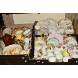 THREE BOXES OF TEAWARES etc, to include Roslyn China, Colclough, etc, a Crown Ducal 'Orchard' coffee