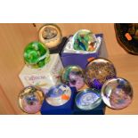 NINE GLASS PAPERWEIGHTS, to include two Caithness 'Starwatch' and 'Sorcerer's Apprentice', both with