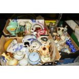 THREE BOXES OF CERAMICS AND GLASSWARE to include four graduated ginger jars, Limoges trinket pots